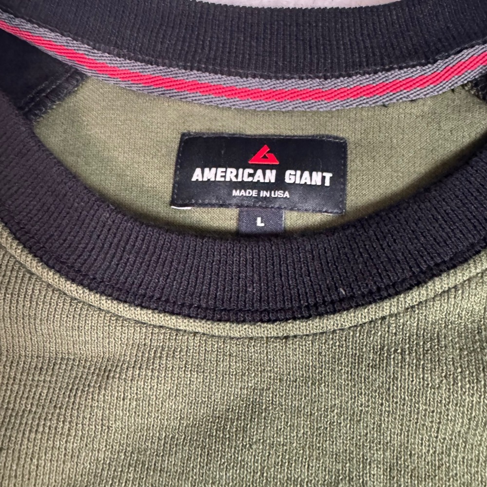NWOT‎ American Giant Mens L French Rib Raglan Colorblock Crewneck Pullover Green - Picture 3 of 9